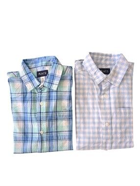 Big Boys Long Sleeve Button Down Cotton Shirts (Size 14)